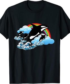 Killer Orca Whale Family Jumping Rainbow Funny T-Shirt