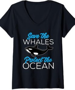 Womens Funny Orca Lover Graphic for Women Men Kids Whale V-Neck T-Shirt