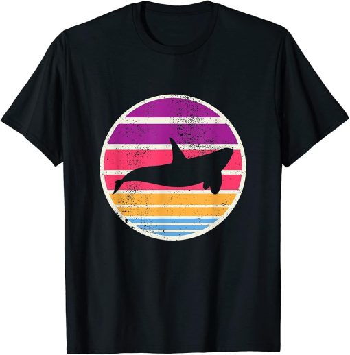 Vintage Retro Distressed Orca Whale Sunset Men Women Kids T-Shirt