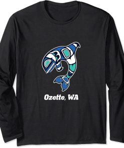 Ozette WA Native American Tribal Orca Killer Whale Long Sleeve T-Shirt