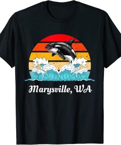 Vintage Marysville WA Distressed Orca Killer Whale Art T-Shirt